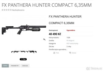 FX Panthera Hunter Compact – téměř nová nástřel pár set ran - 5