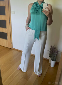 Nové volné bílé elegantní kalhoty s puky Ralph Lauren 40 - 5