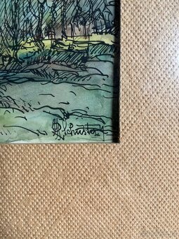 Originální Kresba/Akvarel Hradní Věž  Schuster '94 - 5