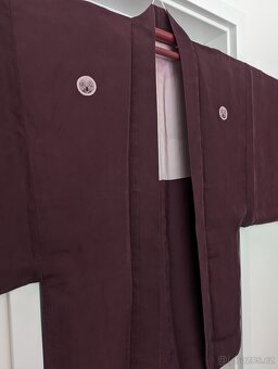 Vínové hedvábné pánské haori - 5