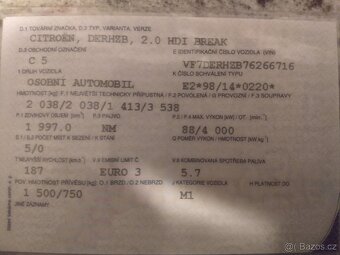Citroen C5 2.0 HDi 88kW 6/2002 , RHZ kombi - 5