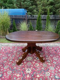 Rustikální , dubový stůl jídelní ovál  . - 5