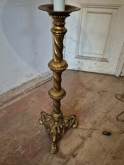 Stojací lampa s mosaznou nohou. těžká - 127 cm - funkční - 5