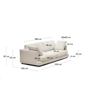 Kave Home Gala 3 seater sofa in beige, 210 cm - 5