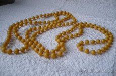 Hořčicově žluté korále - bižuterie retro - 5