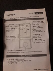 Kytarový metalový pedálový efekt AMMON METAL, NOVÝ - 5