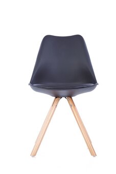 Židle s polstrovaným podsedákem z koženky - černá matná - 5