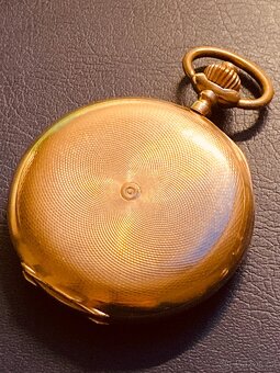 Zlaté 14-karátové kapesní hodinky Systéme Glashütte - 5
