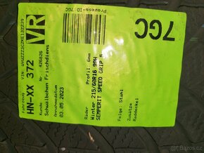 215/60 R16 XL zimni pneu+ plechové disky 6mm (sada) - 5