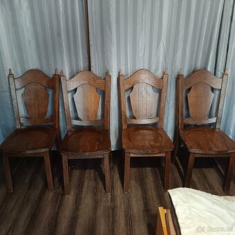 Kulatý dubový stůl - retro, chalupářský styl - 5