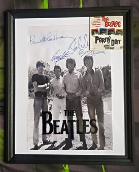 The BEATLES 30x45 plátno tisk, autogramy - 5