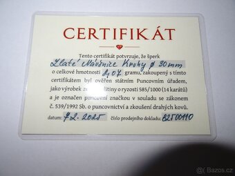 Zánovní (nové) zlaté náušnice kruhy - 5