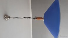 Skleněný lustr, mléčné sklo modré. - 5
