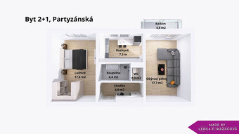 Prodej, byt 2+1, s balkonem, 56 m2, Prostějov - 5