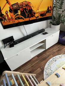 BYÅS TV stolek, lesklá bílá, 160x42x45 cm - 5