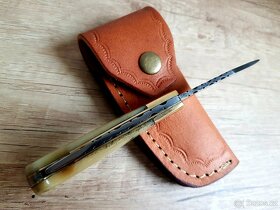 kapesní Damaškový nůž CAMEL 16,5 cm ručně vyrobeno + pouzdro - 5