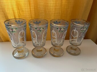 Starožitná grogovka, secese, smalt - 4 ks - 5