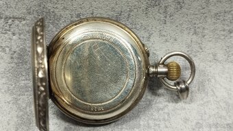 Staré stříbrné kapesní malované hodinky DNES SNÍŽENA CENA - 5