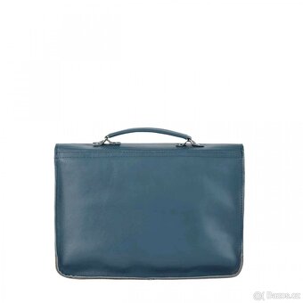 Kožená kabelka - modrošedá - NOVÁ - 5