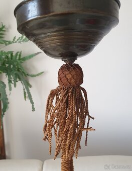 Starožitný lustr art deco na provazu béžové koule - 5