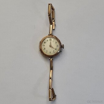 Zlaté 14K dámské náramkové hodinky R-U, 22,48g, v chodu. - 5