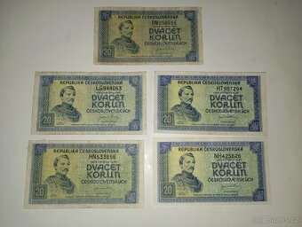 BANKOVKY 20 KČS 1945, LONDÝNSKÁ EMISE, NEPERFOROVANÉ - 5