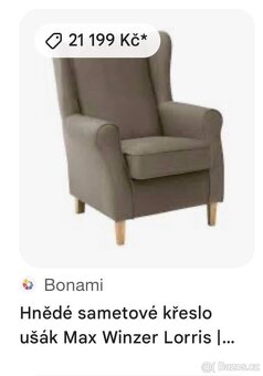 Křeslo ušák v barvě moka - NOVÉ - 5