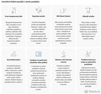 Sprchová zástěna s poličkou a kolejnicí 80x200cm, walk-in - 5