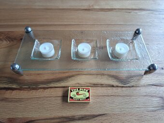 Designové ploché skleněné svícny, 2 ks - levně - 5