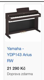 Elektrické piano Yamaha YDP 143 + stolička - 5