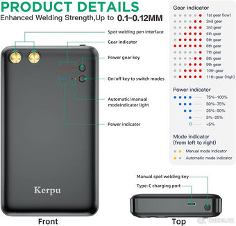 Mini přenosná aku bodová svářečka Kerpu 5000mAh - 5