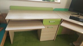 Klasický a rohový psací stůl + knihovna/polička - 5