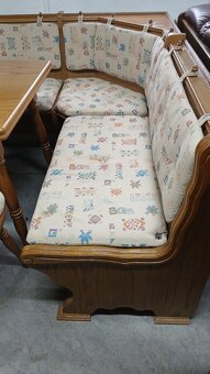 Masivní rohová lavice+2×masivní židle+rozkl.stůl - 5