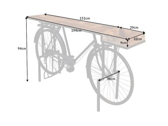 Stylový konzolový stolek Bicycle 195 cm – masiv mango - 5