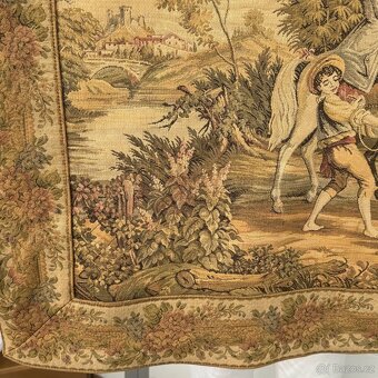 Gobelín s motivem panské vyjížďky Francie+ tyč lilie - 5
