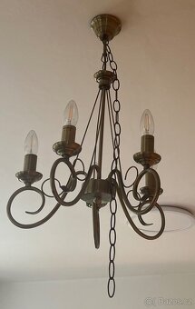 Lustr pětiramenný na řetězu + 5 led žárovek - 5