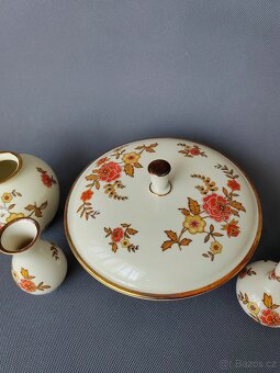 Porcelánový mini vázičky a dóza s květinami Thomas 1953-1960 - 5