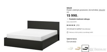 Postel s úložným prostorem MALM (180x200) + matrace - 5