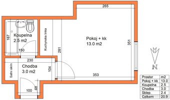 Pronájem bytu 1+kk v centru Pardubic - 5