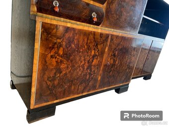 Starožitná knihovna leštěný ořech – vrcholné Art Deco - 5