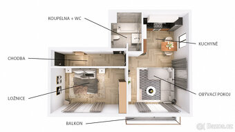 Krásný byt 2+kk s balkonem v Lavičkách - 5