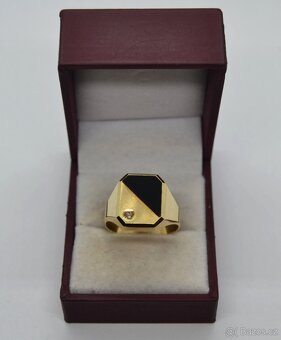 Zlatý pánský prsten s briliantem - 5