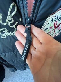 Benetton - tmavě modrý péřový prošívaný kabát - 5