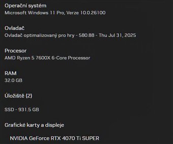 Herní PC sestava | RTX 4070 Ti SUPER | Ryzen 5 7600X | 32 GB - 5