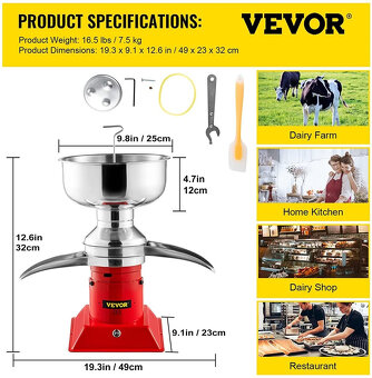 Nerezový separátor smetany 100 l/h - 5