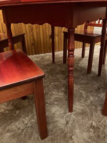 Stůl rozkládací , 4x židle, 3x stolička set komplet - 5