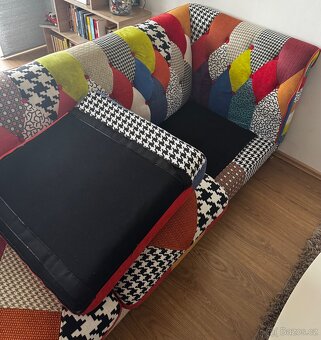 Patchwork Gauč + Taburetka (3-miestny) - 5
