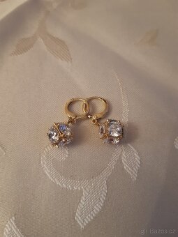 Luxusní visící pozlacené náušnice - 5