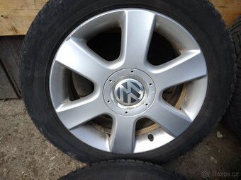 Alu kola VW 5x112 ET50,+zánovní celoroční pneu 205/55/16 - 5