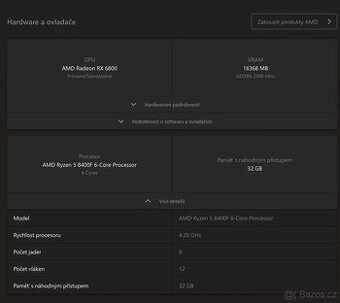 ☑️Herní PC RYZEN 5 8400F,RX 6800 16GB,32 GB DDR5,1 TB SSD - 5